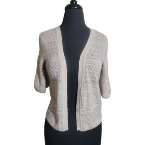 Apt. 9 women’s small light sand (tan) pointelle open front cardigan sweater